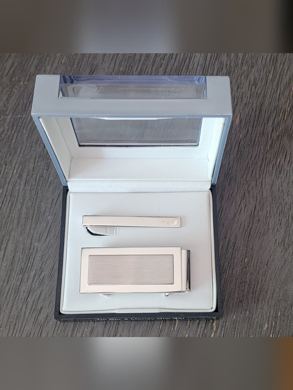 Silver Tone Men's Tie Clip and Money Clip Set